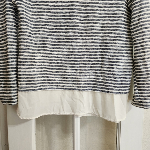 Style & Co Striped Lace Shoulder Long Sleeve Top w/ Chiffon Hem – Size Small - Picture 6 of 14